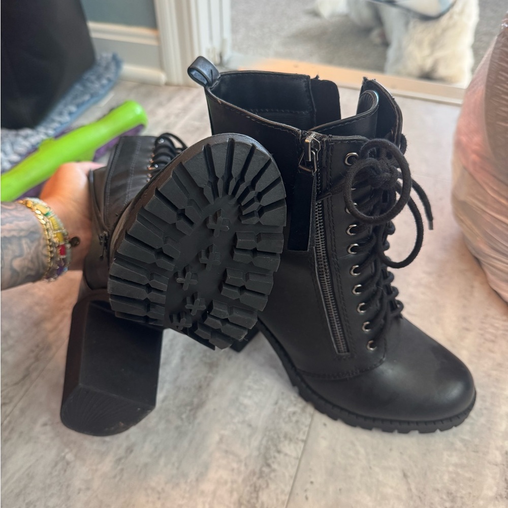 Black Lace-Up Ankle Boots